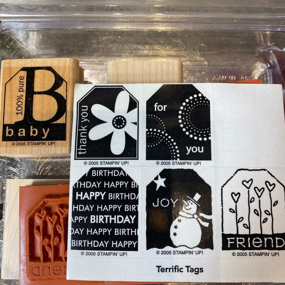 Stampin' Up! Hugs and wishes Tags 6 Rubber Stamps New